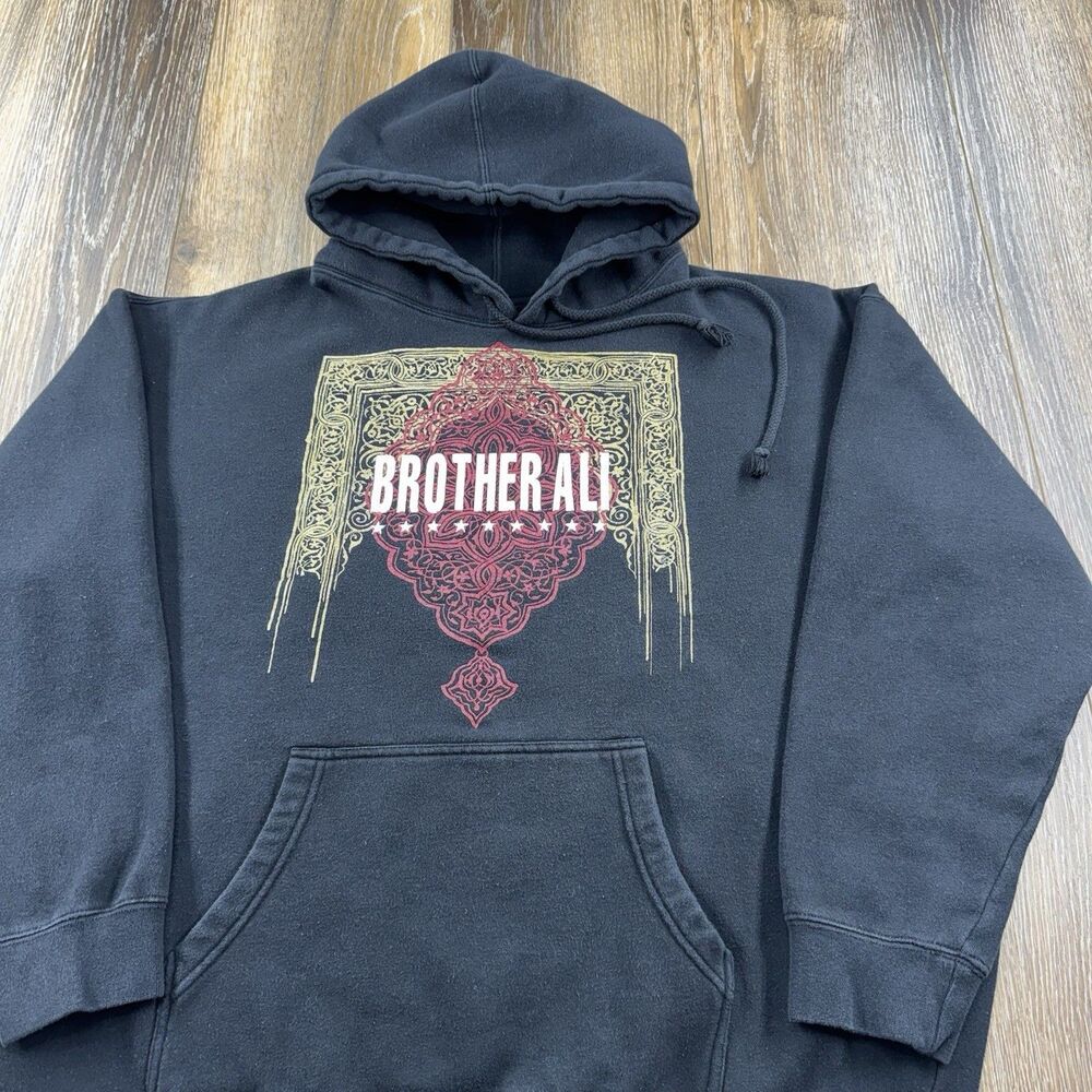 Vintage Brother Ali Hoodie Mens XL Black Sweatshirt Rhymesayers Rap Sweatshirt